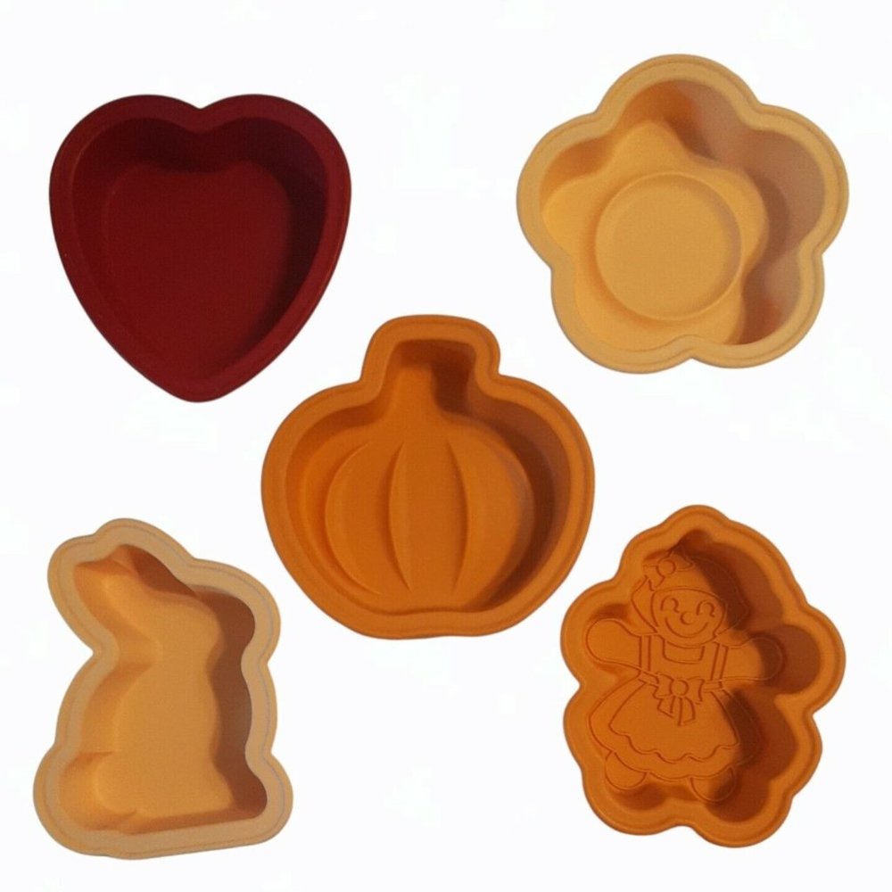 Set of 5 KitchenAid Silicone Molds Variety Pumpkin Heart Flower Bunny Doll
